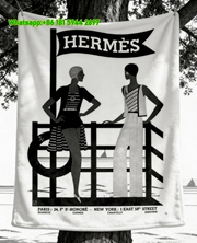 Hermès Vintage Art Deco Poster Flannel Fleece Throw Blanket IMG_5014